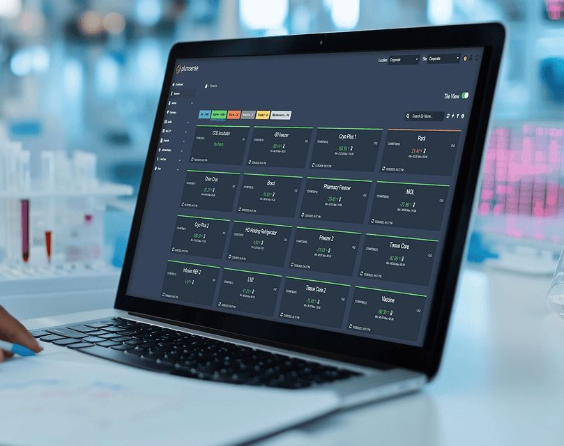 Plumsense Healthcare dashboard voor laboratoria en GDP opslag